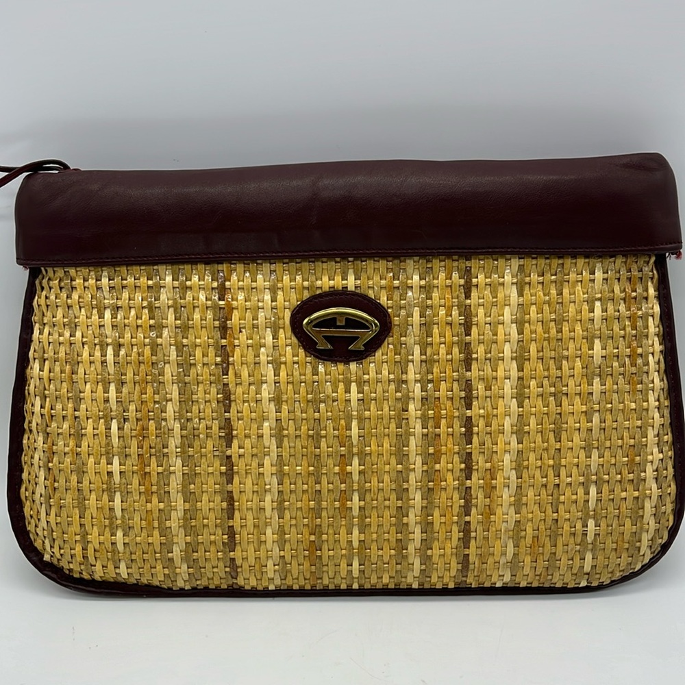 Vintage Etienne Aigner Clutch Purse oxblood color zipper close boho 70s 80s bag
